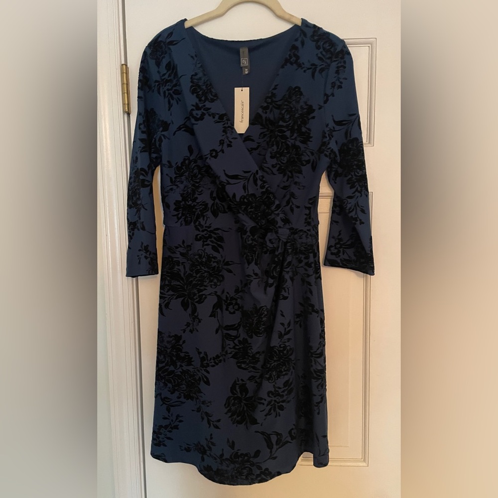 Alya Velour Floral Appliqué Cocktail Dress NWT, M